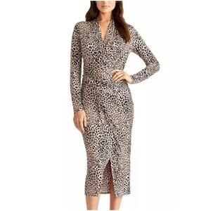 Rachel Rachel Roy Jersey Faux Wrap Animal Print Dress Size Small
